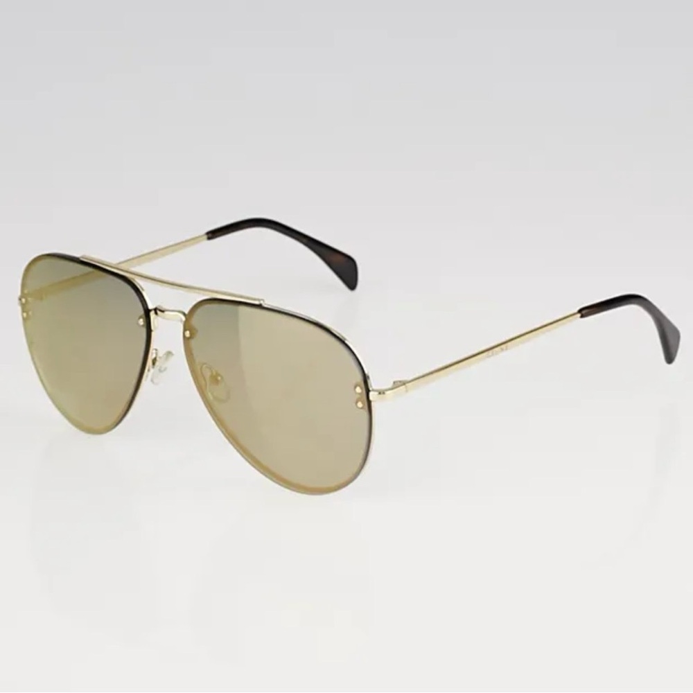 Celine Brown and Gold Aviator Sunglasses